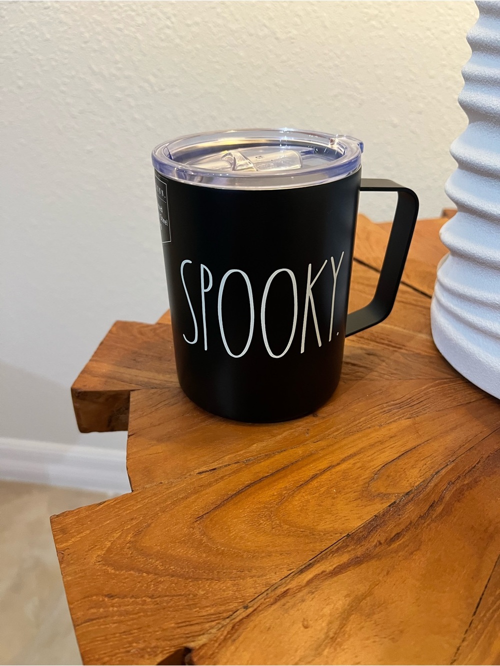 Rae Dunn Black "SPOOKY" Insulated Travel Mug with Handle